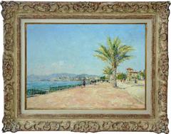 The , Croisette' promenade in Cannes, France, oil painting by Gagliardini