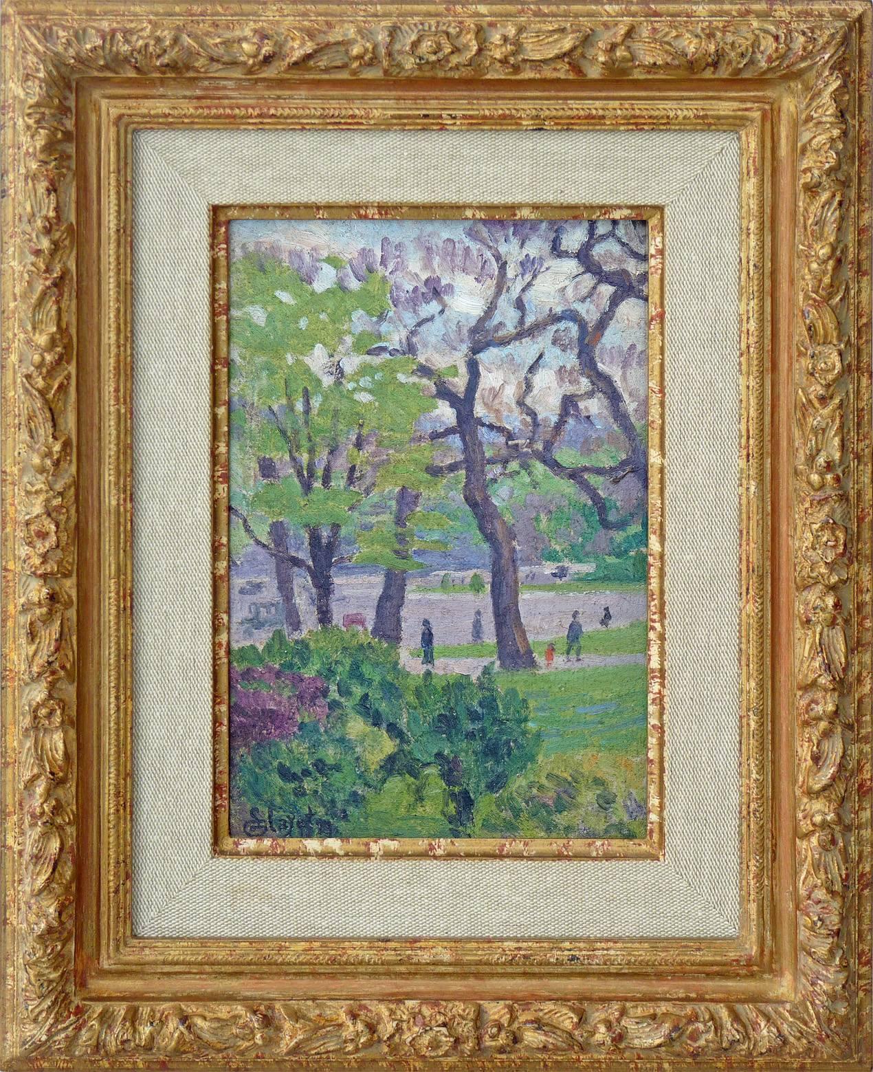Louis Hayet Landscape Painting - Paris view of Jardin du Luxembourg, by Post-Impressionism artist Hayet