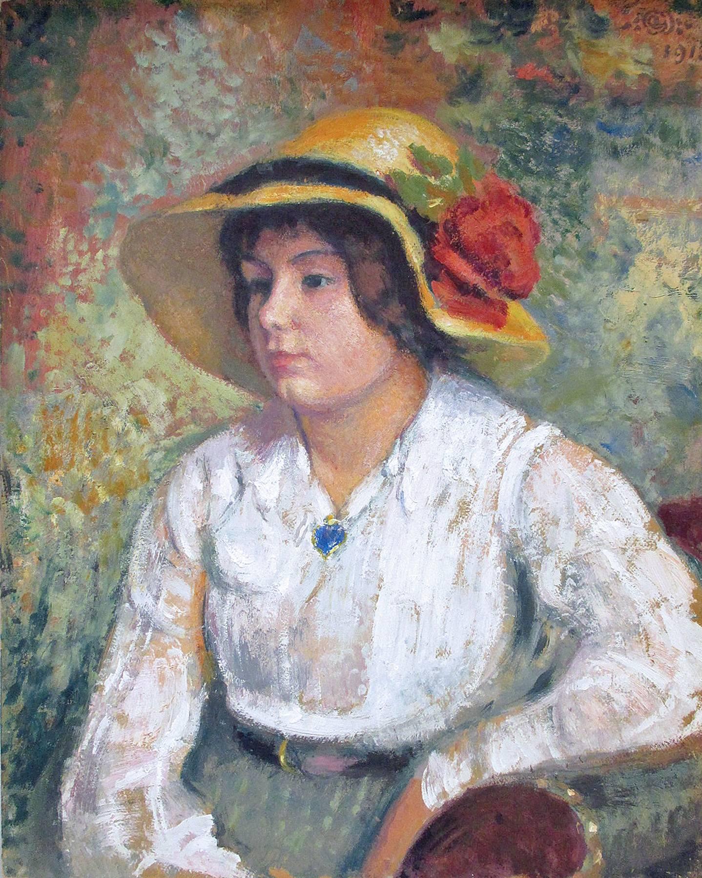 chick with flower hat