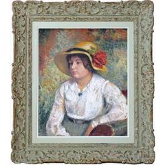 Young Woman with Flower Hat, outstanding oil painting signed by Georges Lemmen 6