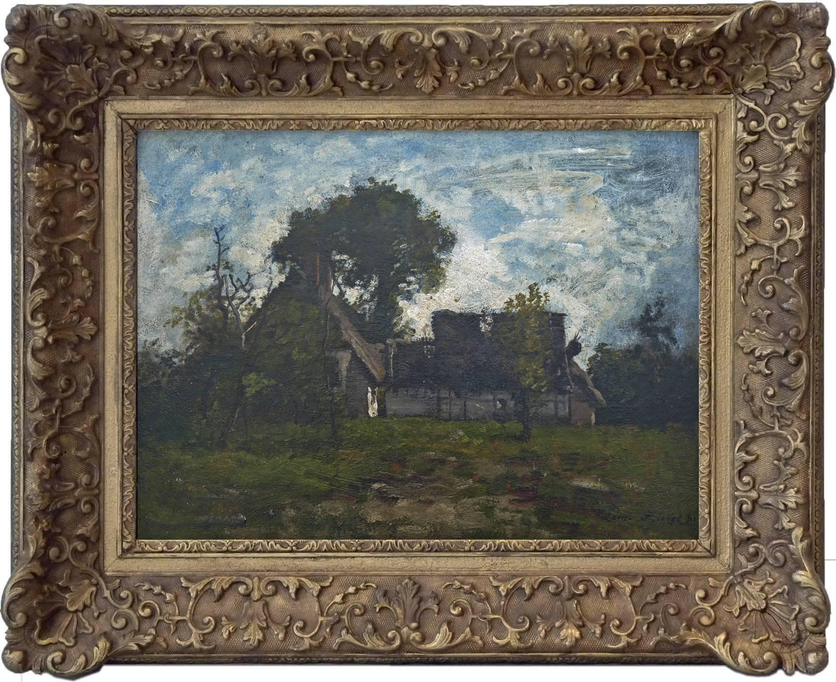 Oil on cardboard, 10.63 x 14.57 in. (27 x 37 cm)
Signed lower right and dated (18)81
Housed in a period frame, size 16.54 x 20.47 in. (42 x 52 cm)

The works of Richet particularly live from the chiaroscuro effect and the tonal color of the Barbizon