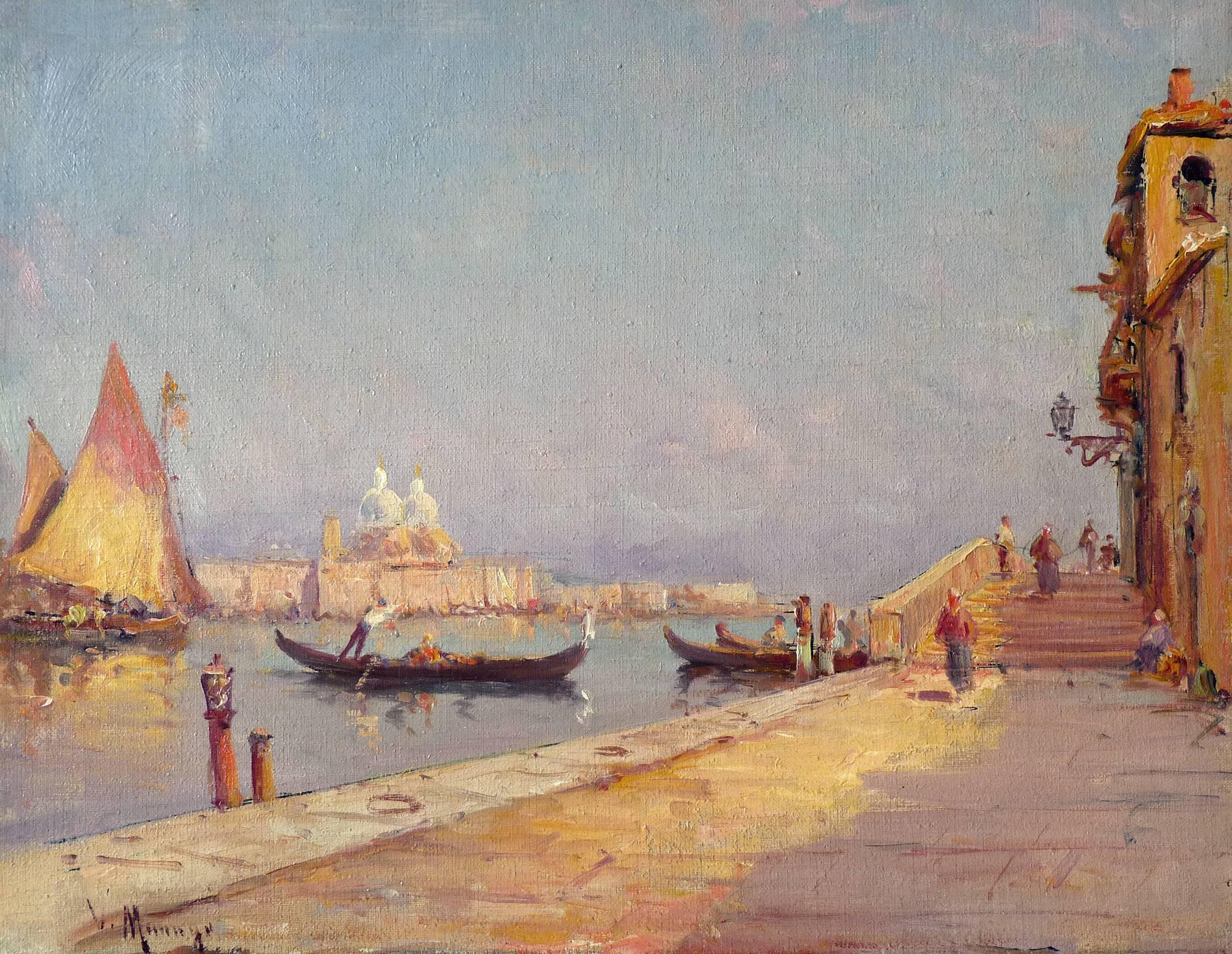 Venice View, Post-impressionist Oil Painting by French Artist Vincent Manago  For Sale 1