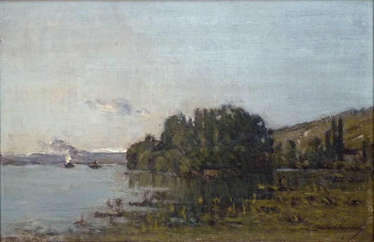 Banks of the Seine river near Vetheuil - Painting by Camille Emile Dufour