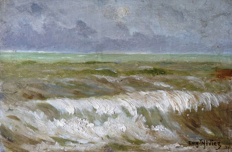 Siméon Eugène Thivier Landscape Painting - Breakers - Les Vagues - French Painting Related To Impressionist Movement