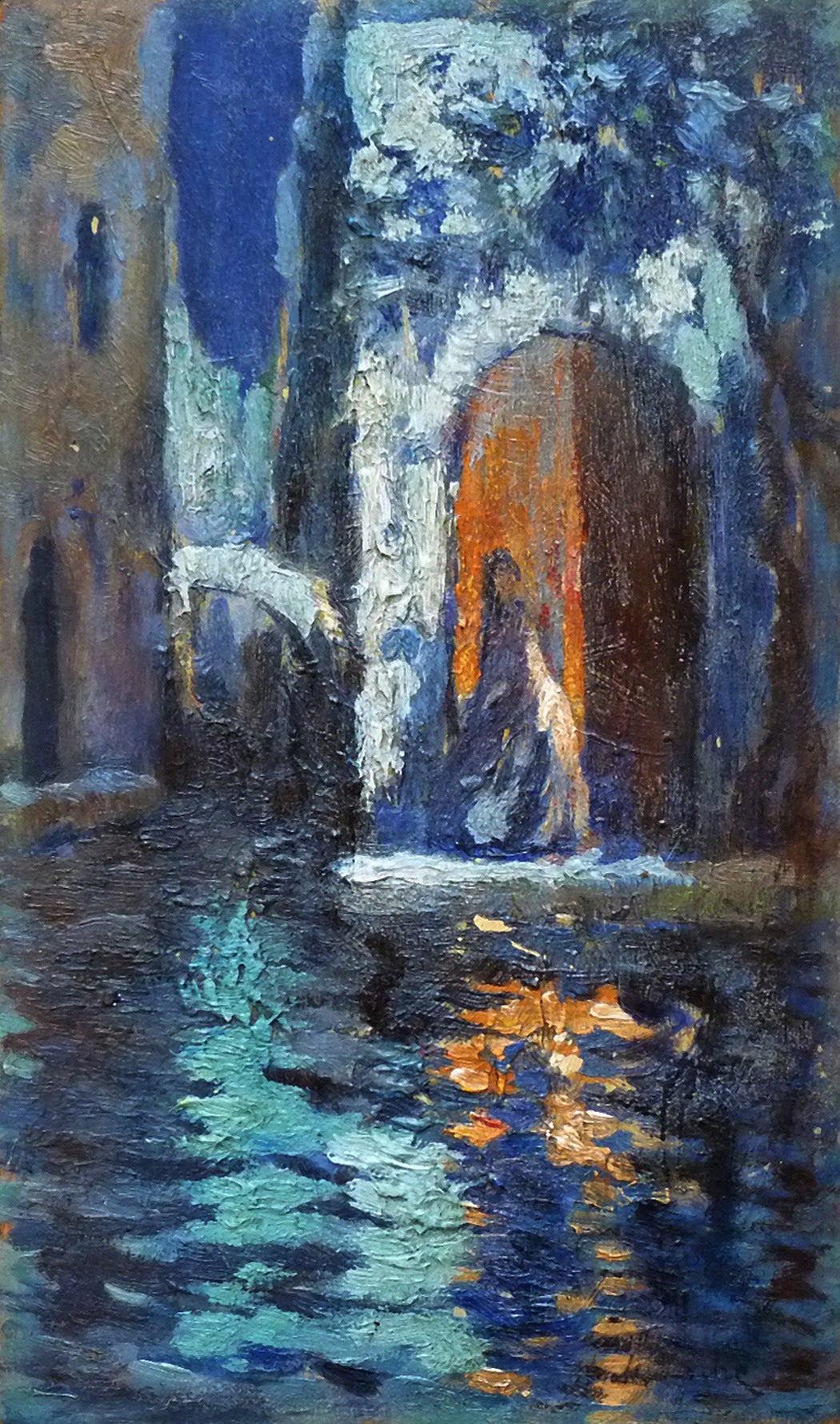 Henri Le Riche Landscape Painting - A Venetian Capriccio at night, by french Post-Impressionist Le Riche