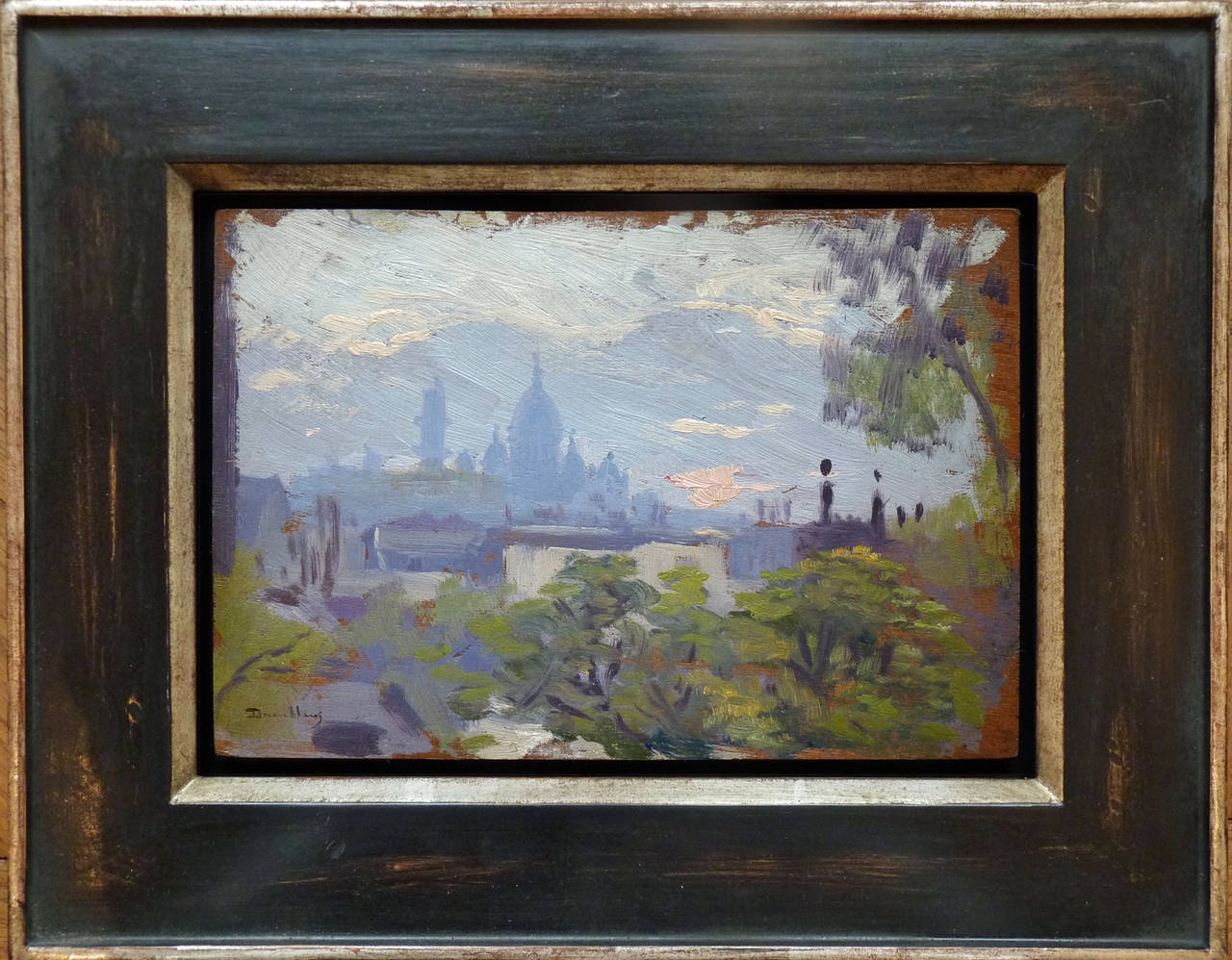 Eugène Damblans Landscape Painting - View of Sacré-Cœur, Montmartre, Paris. Oilpainting by french artist Damblans