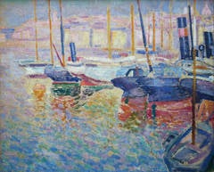 The Vieux Port of Marseille by Post-Impressionst painter Augustin Carrera