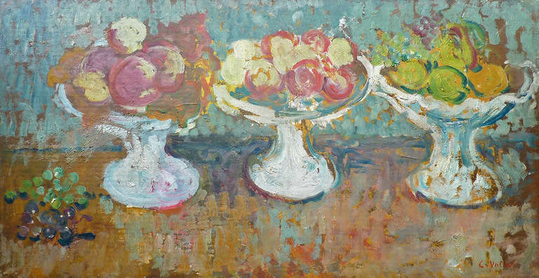 Louis Valtat Still-Life Painting - Fruit Bowls - Trois Compotiers De Fruits - French Impressionist Oil Painting