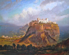 View of Monaco c. 1870, oil painting from romantic period