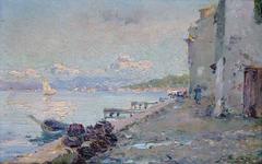 Mediterranean Coastline View, by french post-impressionism artist Gagliardini