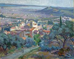 View of Hyères, painting by french born female artist Nivouliès de Pierrefort