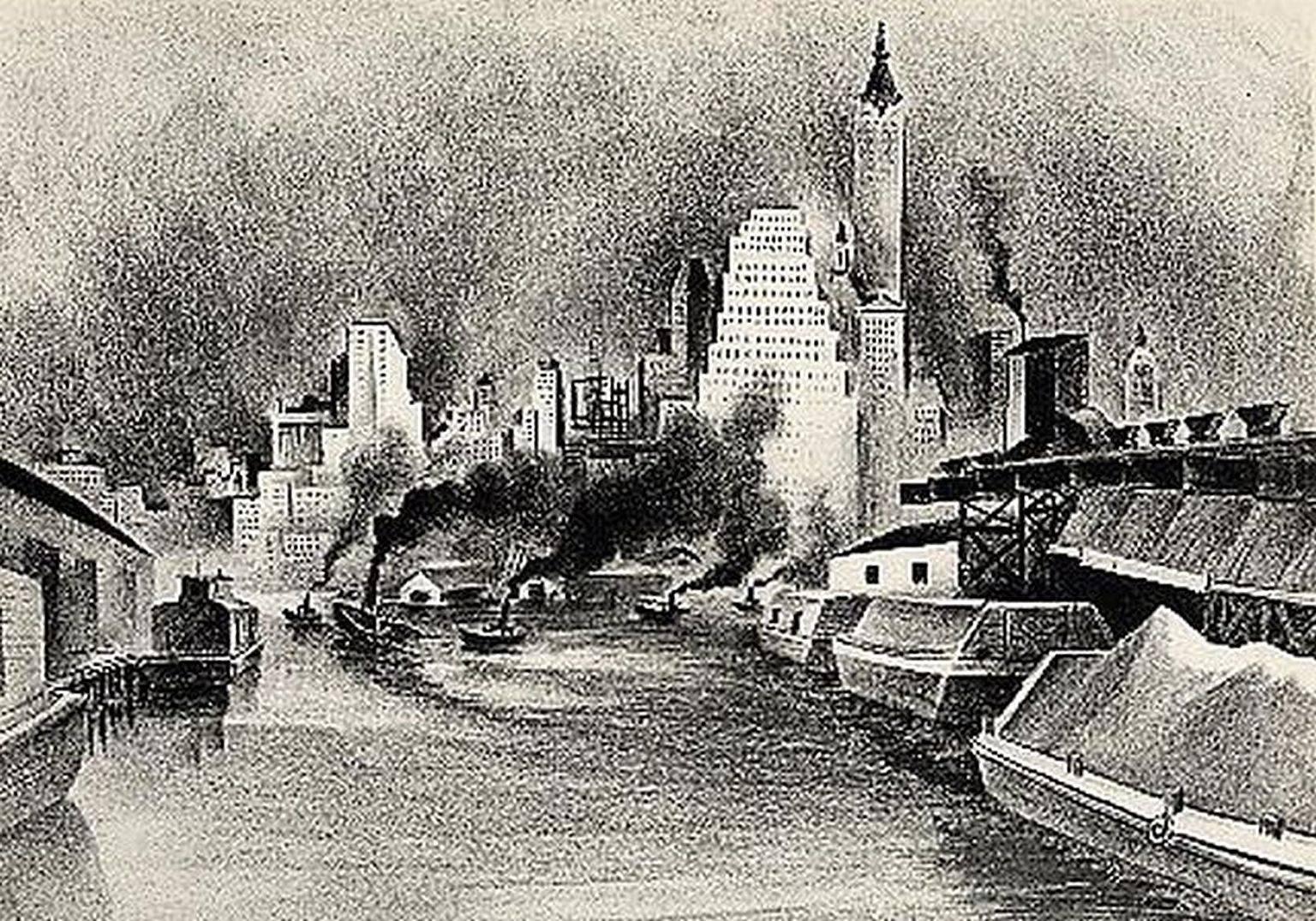 Adolf Arthur Dehn Print - Lower Manhattan