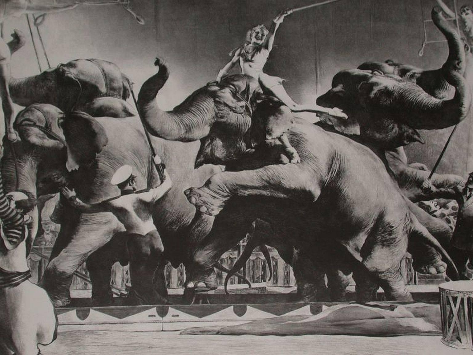 Robert Riggs Animal Print - Elephant Act