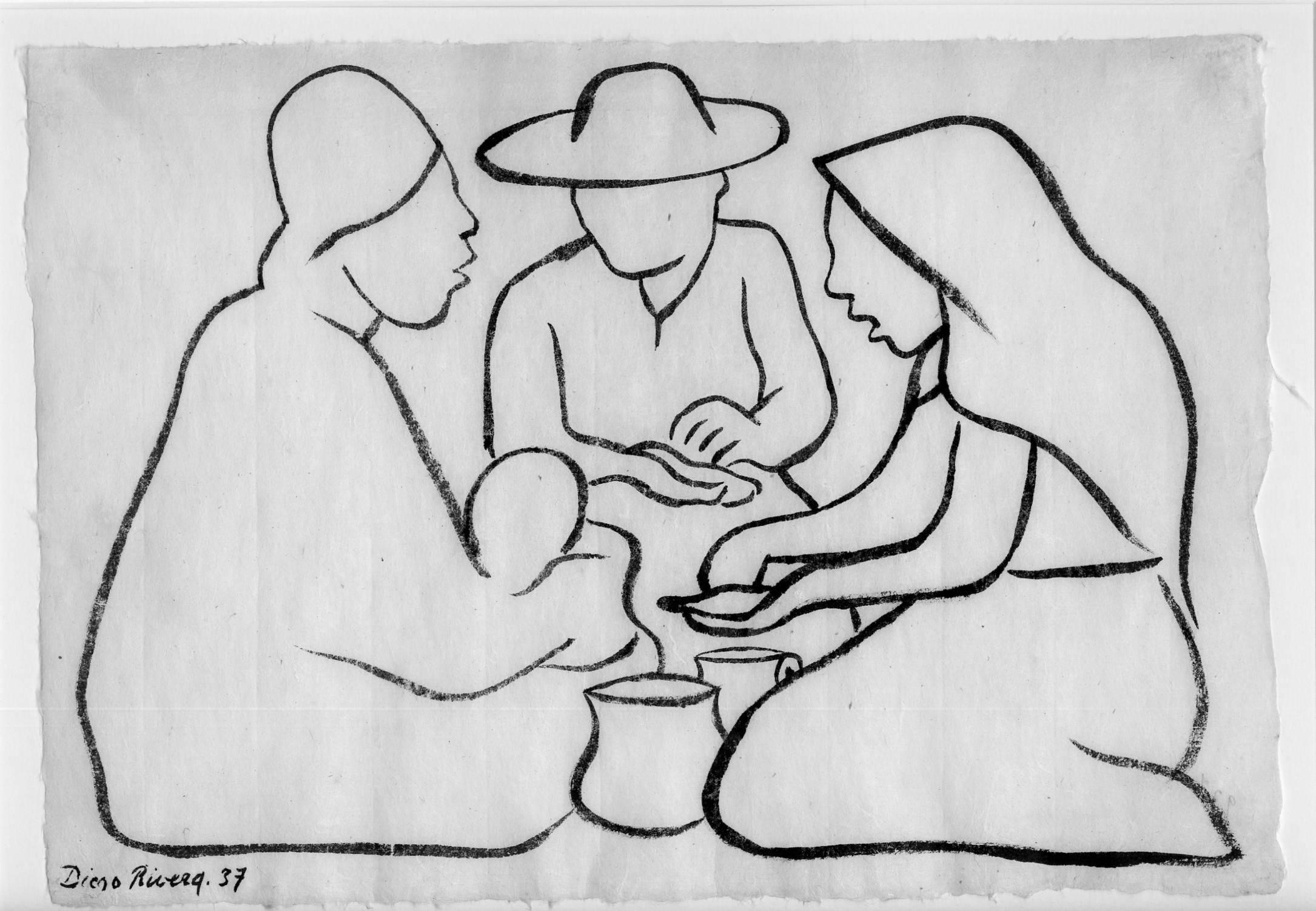Diego Rivera Portrait Print - Making Tortillas