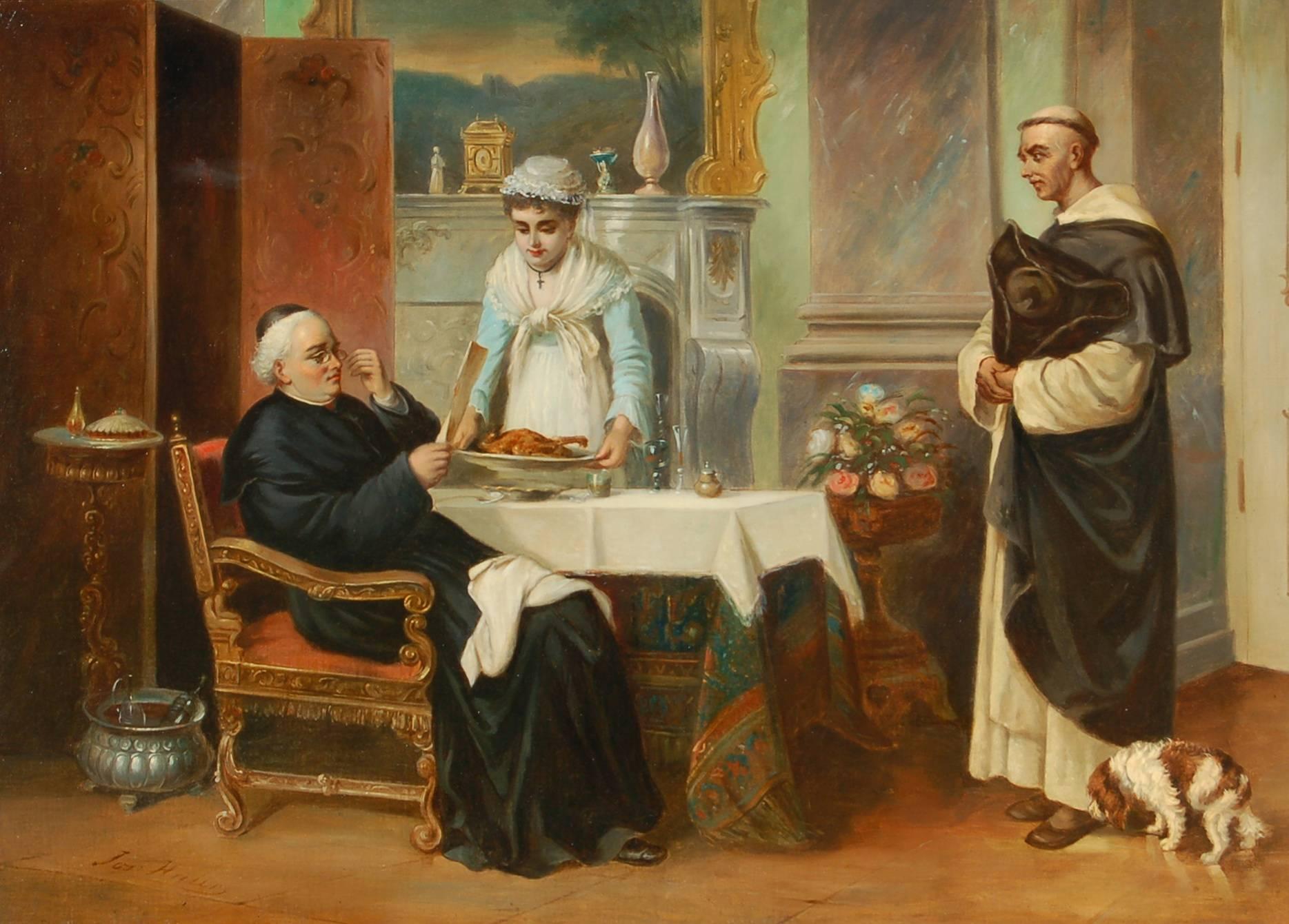 The Cardinal's Lunch - Painting by Joseph Haier