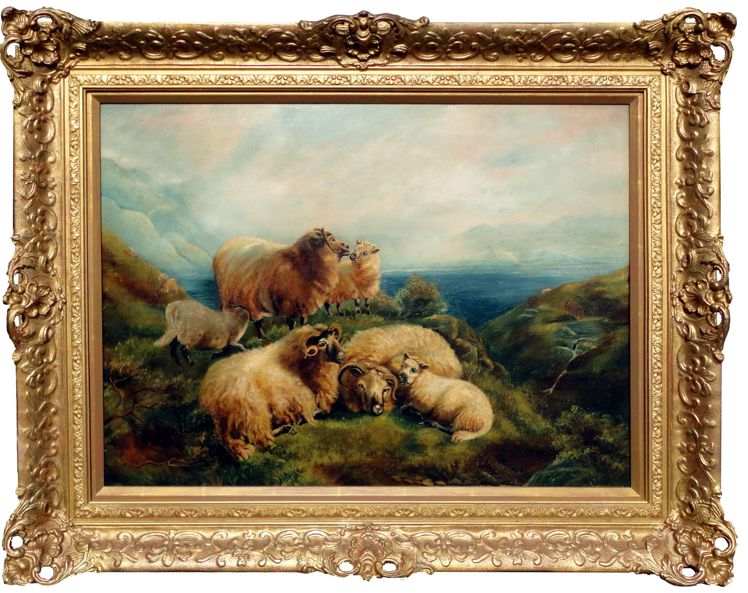 Sidney Yates Johnson Animal Painting - Highland Scene with Sheep