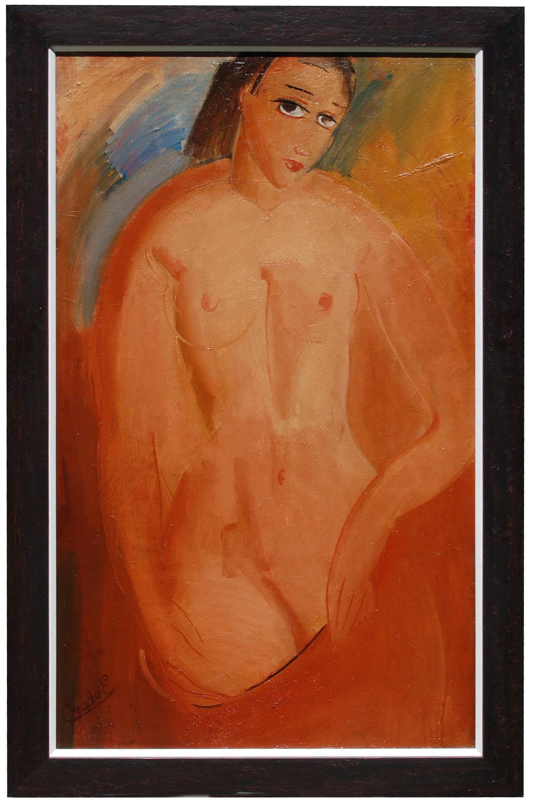 Unknown Figurative Painting - Seated Nude