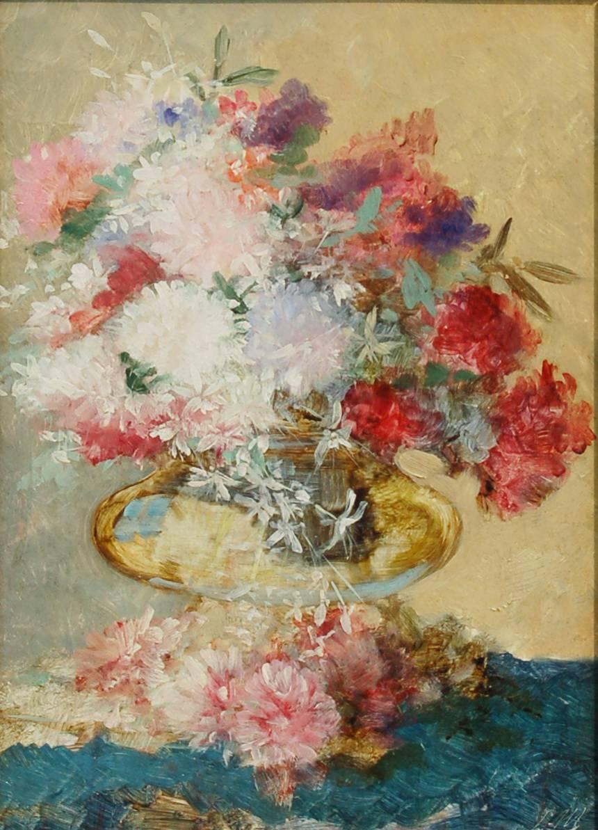 Still Life of Summer Flowers - Painting by LEONIE MOTTART VAN MARCKE