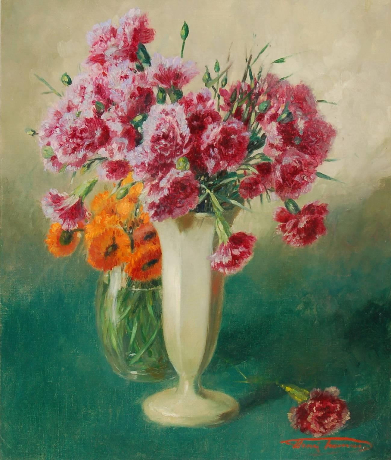 Still Life with Flowers - Painting by Henri Thomas