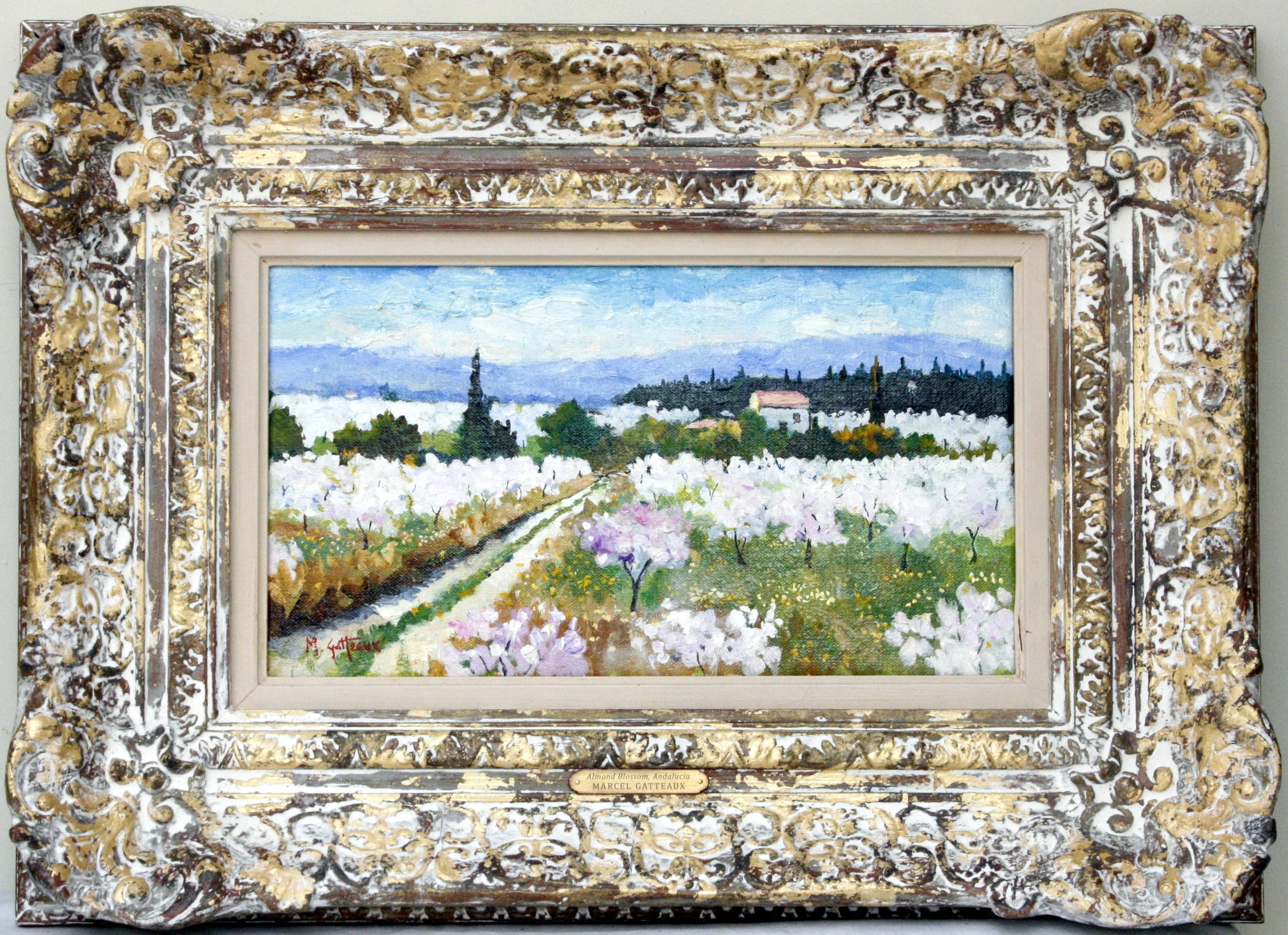 Marcel Gatteaux Landscape Painting - Almond Blossom, Andalucia