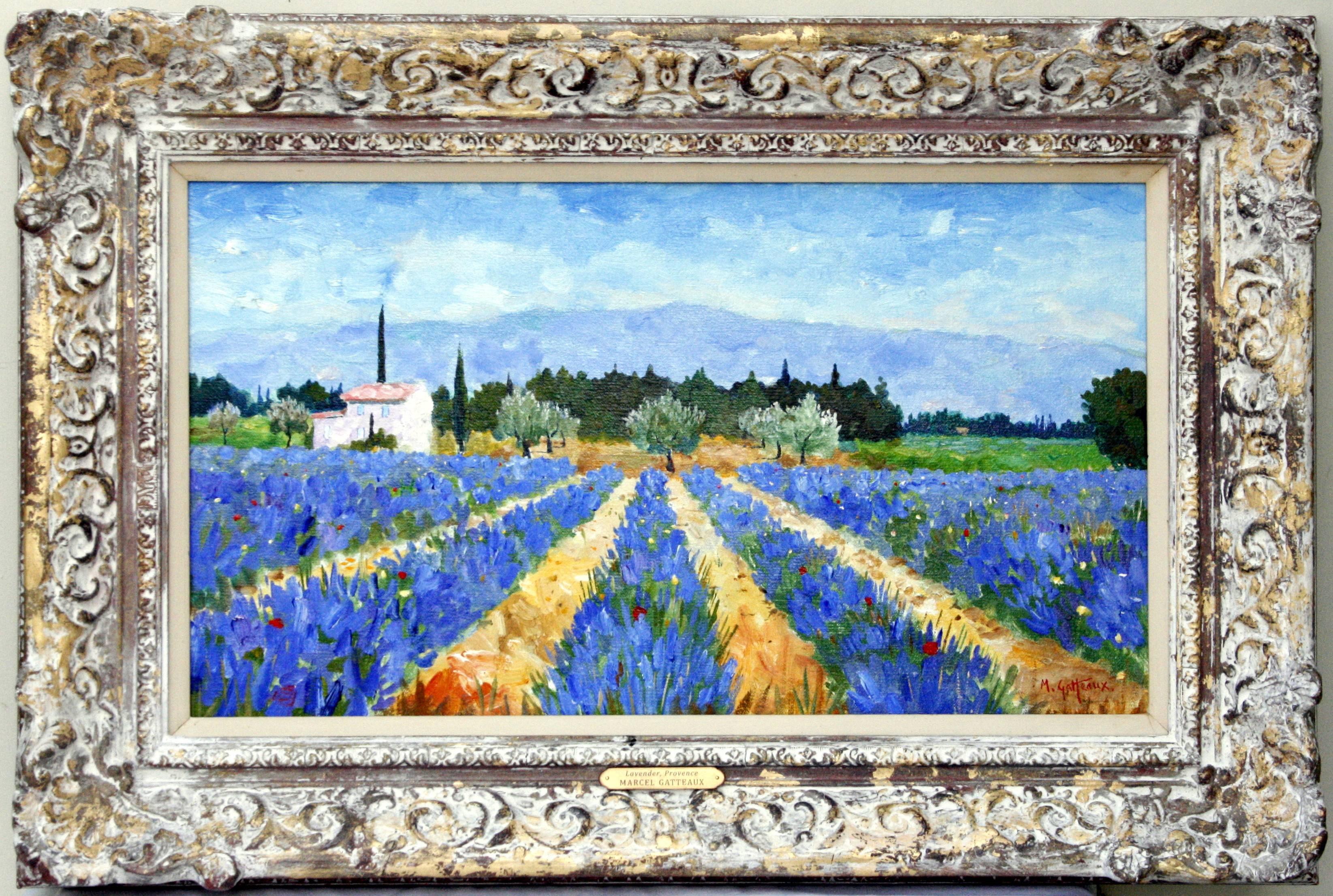 Marcel Gatteaux Landscape Painting - Lavender, Provence
