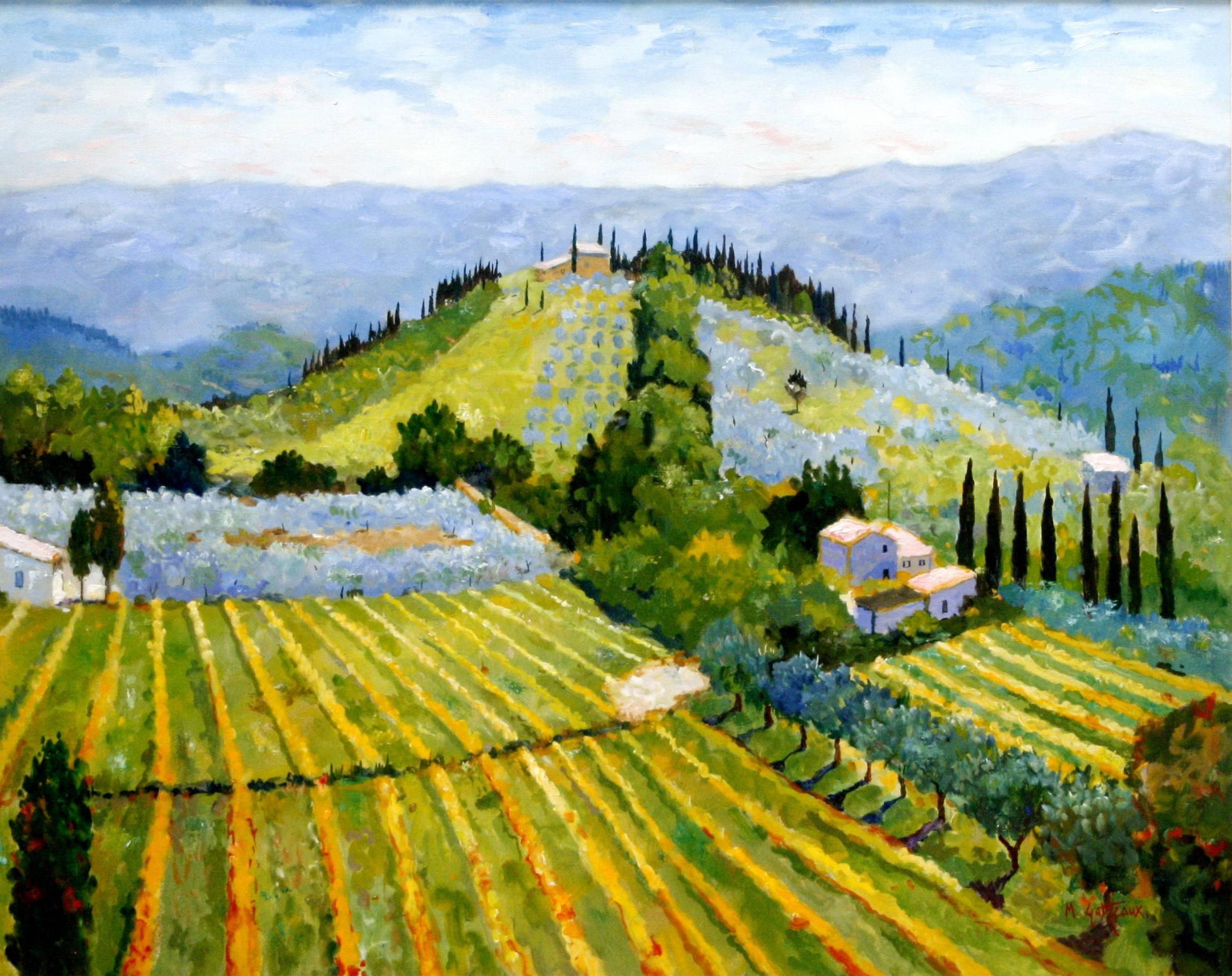Viti e olivi, San Gimignano - Painting di Marcel Gatteaux