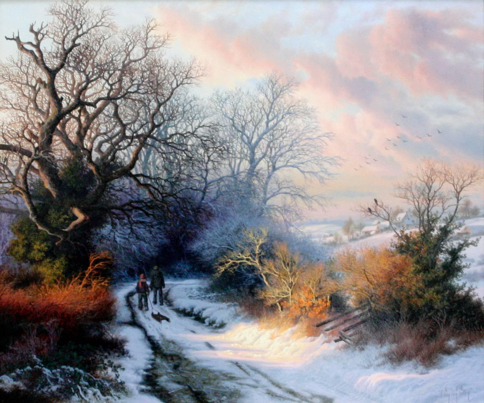 L'ultimo bagliore del giorno - Painting di Daniel Van Der Putten