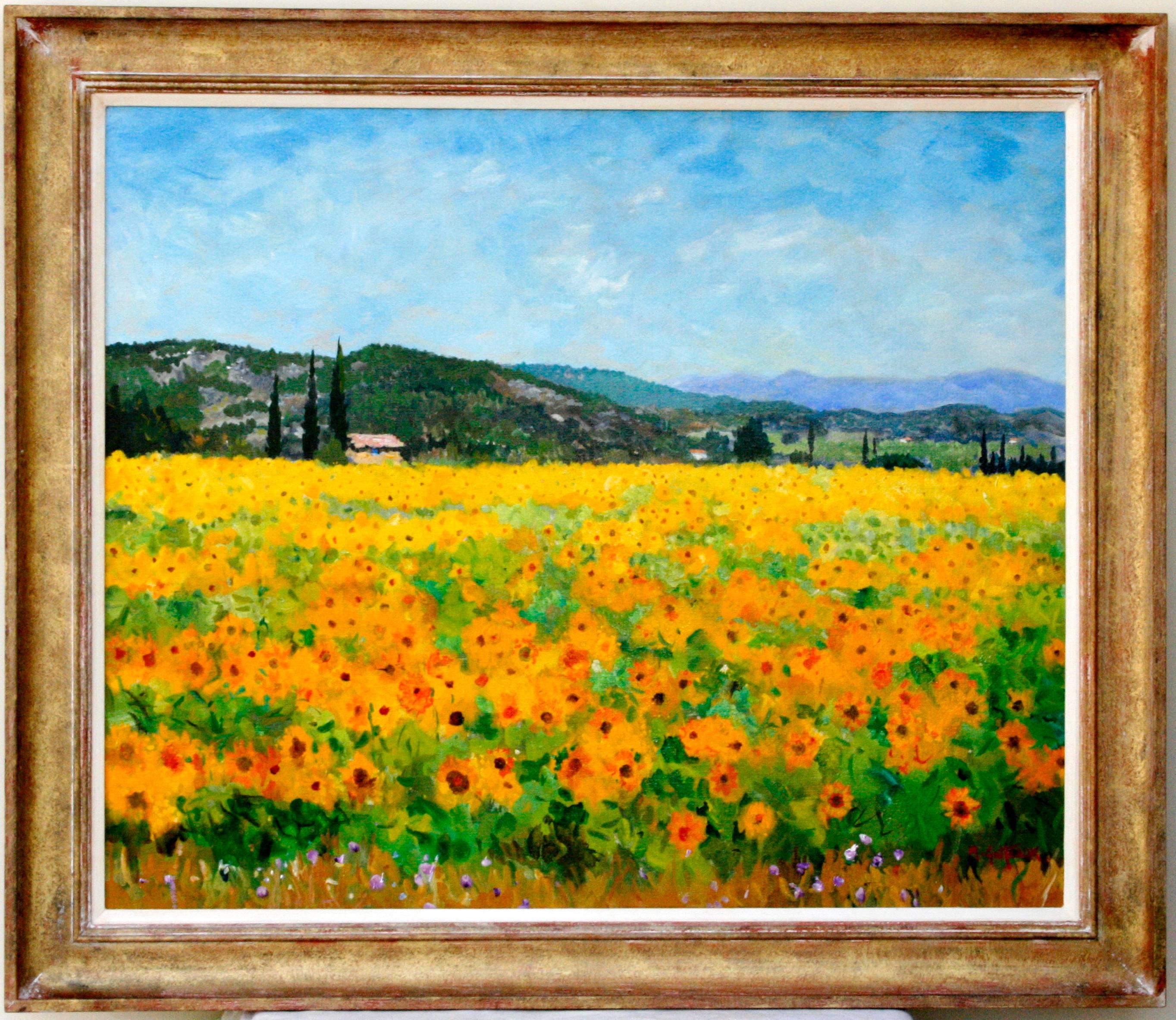 Marcel Gatteaux Landscape Painting - Sunflowers, Tarascon Provence