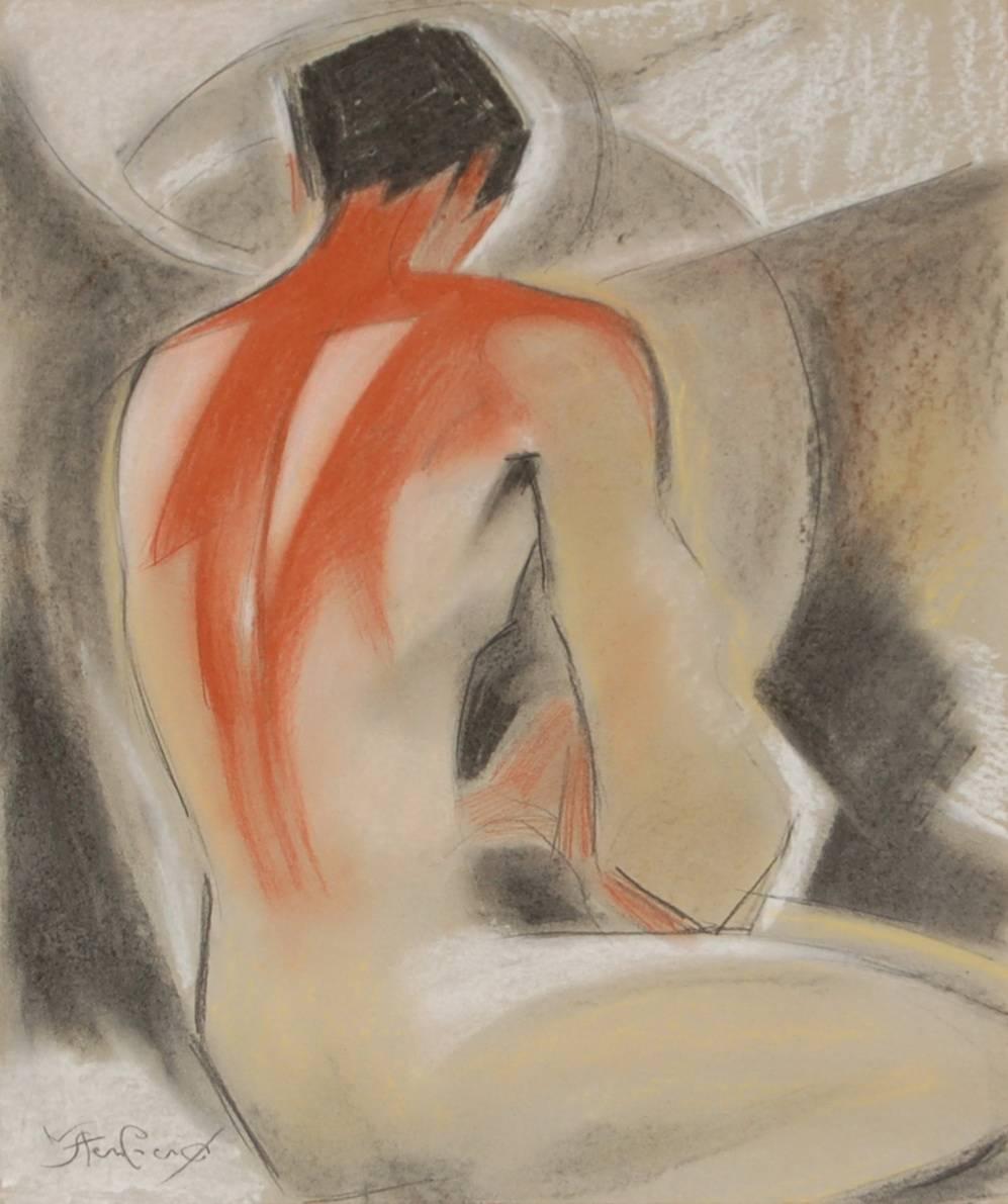 Study of a Seated Man - Painting by Nicolas Sternberg