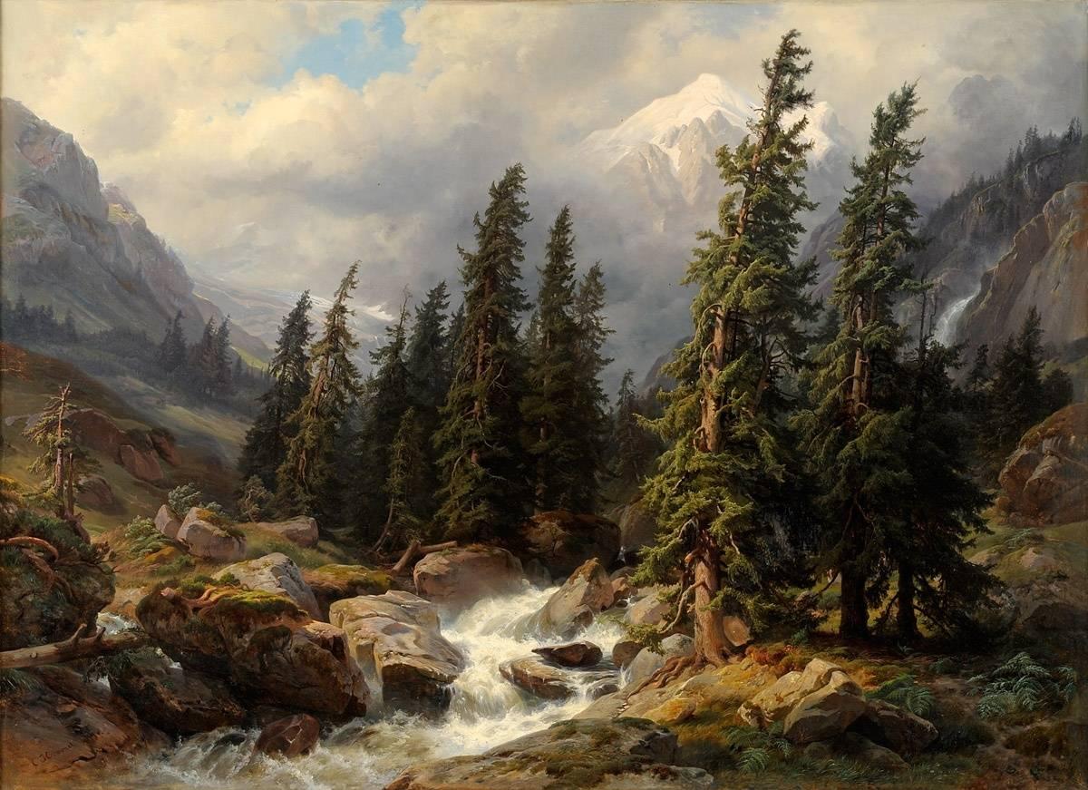 Carl Maria Hummel Landscape Painting - The Raging Torrent