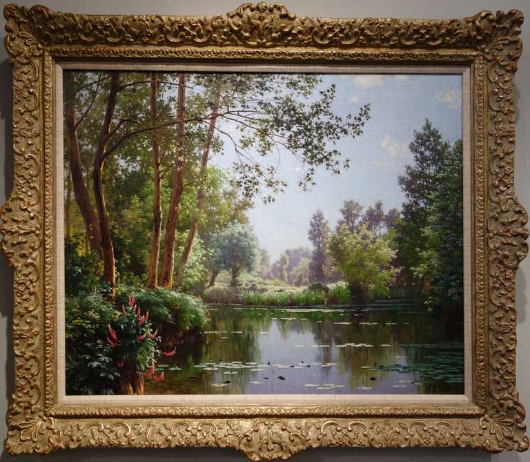 Rene His Landscape Painting - A Lakeside Scene