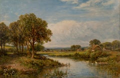 On the Midway, Original Oil on Canvas Painting, Signed, 19th Century