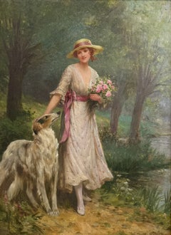 A Woodland Walk, Oil on Canvas Portrait, Early 20th Century, Framed