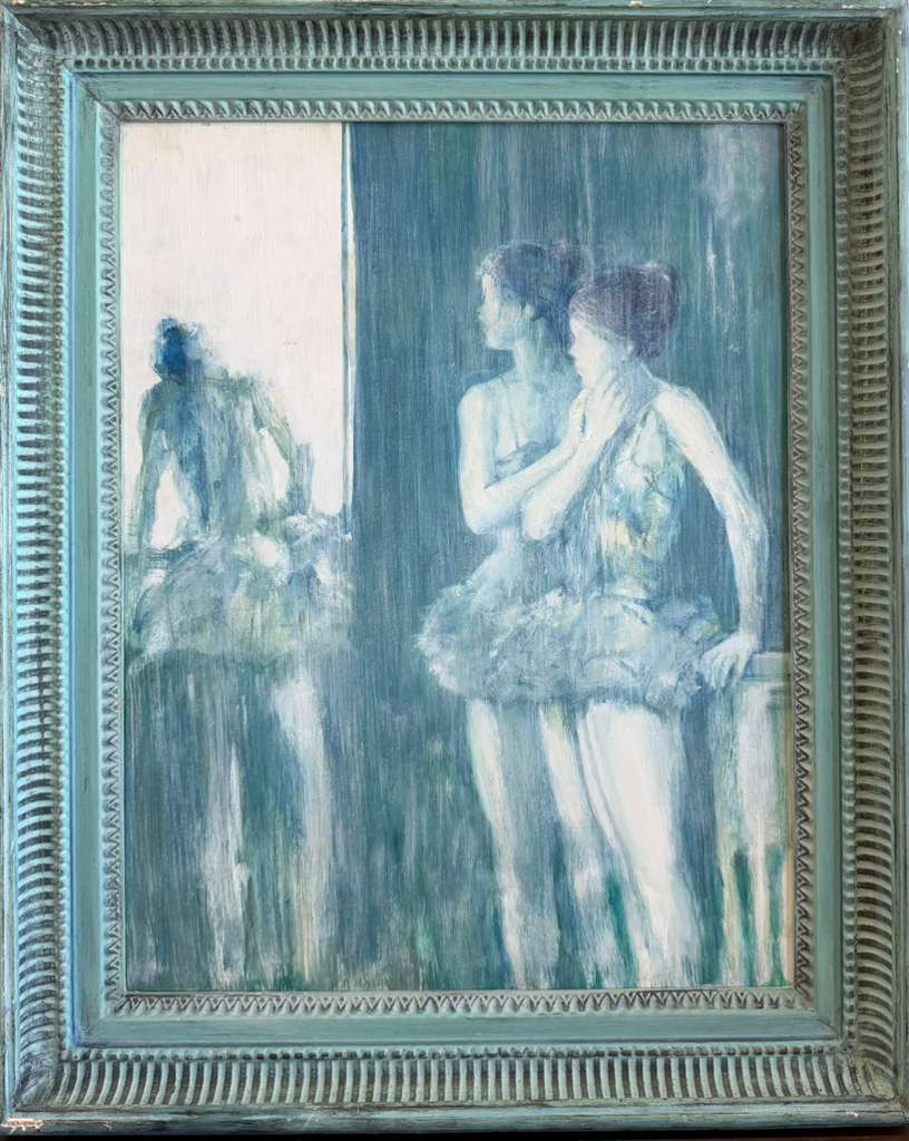 Die Tänzer Impressionist Öl auf Karton Gemälde, gerahmt, CIRCA 1990s