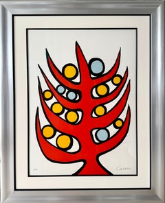 Tree of Good and Evil, 1950s Abstract Lithograph, Signed and Framed