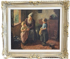 The New Dress Oil Painting, Framed, 20th Century, 20x24 Inches