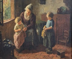 The New Dress Oil Painting, Framed, 20th Century, 20x24 Inches