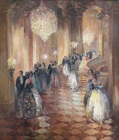 The Ballroom Oil Painting, Framed, 20th Century, 30x27 Inches