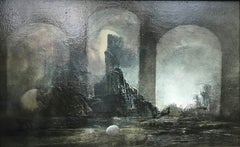Jean-Robert André Triptyque, 1997 French Surrealist Acrylic Painting