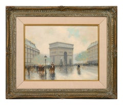 Arc de Triomphe peinture à l'huile sur toile, encadrée, 20ème siècle, 12x16