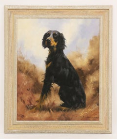 Study of a Gordon Setter, original oil on canvas, 20thC British animal artist