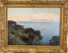 Pittura a olio impressionista del Golfo di Napoli, XX secolo, firmata