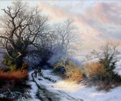 La dernière lueur du jour : Peinture à l'huile réaliste, encadrée 20.5x23