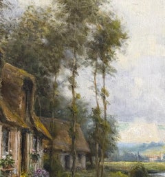 Après-midi sur la rivière : peinture à l'huile impressionniste du 20e siècle