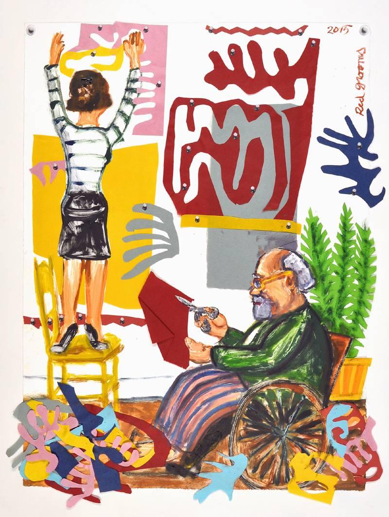 Red Grooms Print - Matisse Cut Outs II