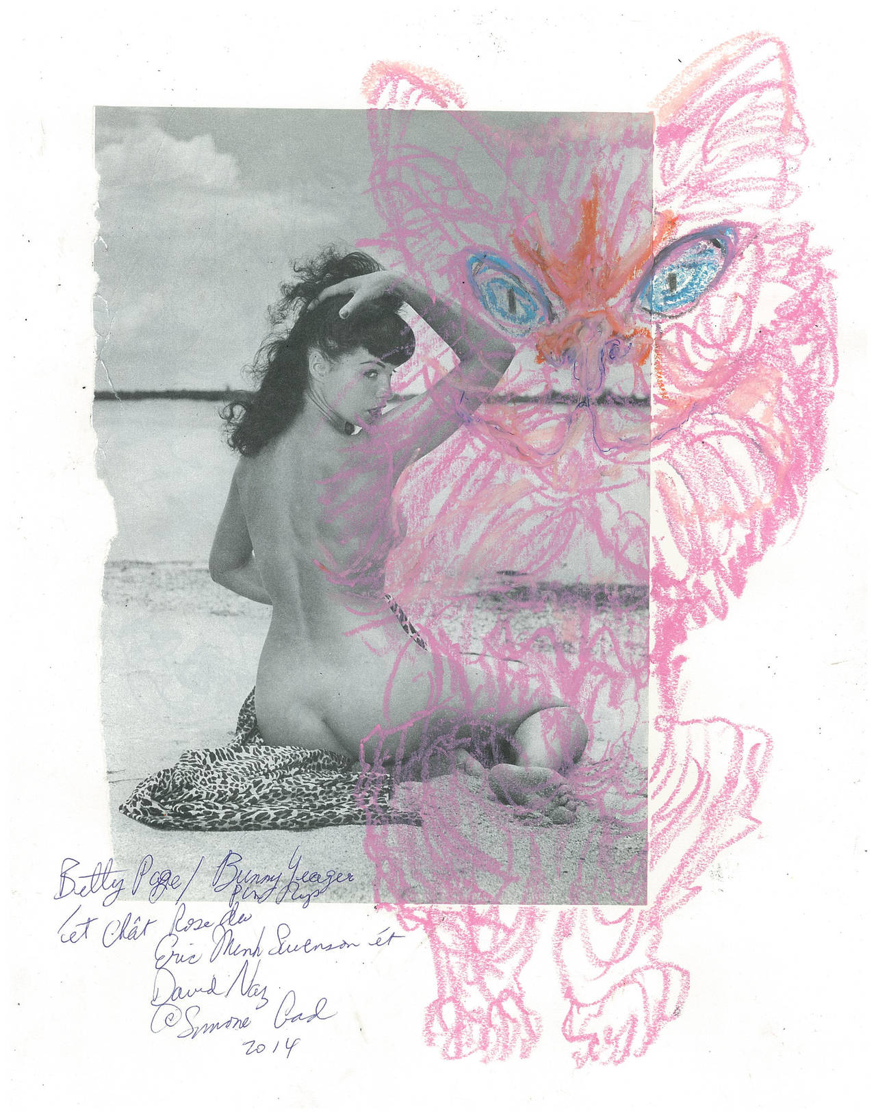 Simone Gad Animal Art - Chat Rose Trois (Betty Page)
