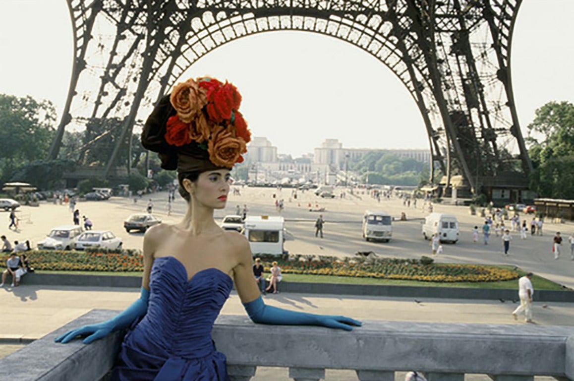 Frank Horvat Landscape Photograph - Paris Red Hat and Eiffel Tower