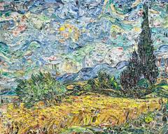 Wheat Field with Cypresses, after Van Gogh