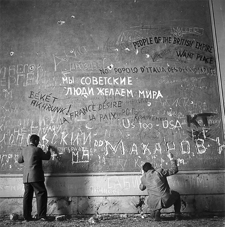 Slim Aarons Black and White Photograph - Chancellery Graffiti