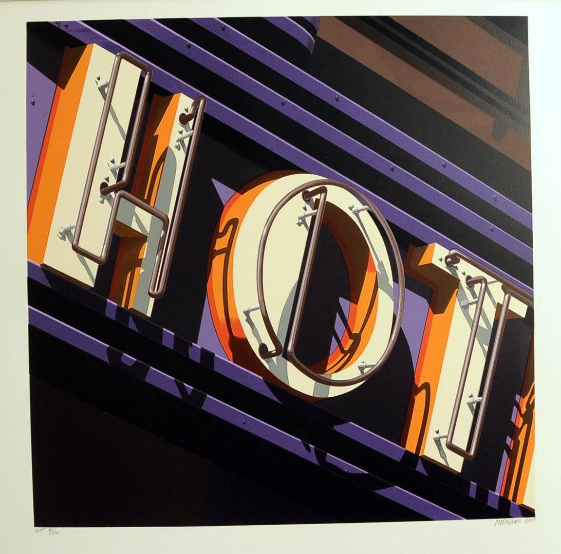 Hot, from American Signs Portfolio - Photorealist Print by Robert Cottingham